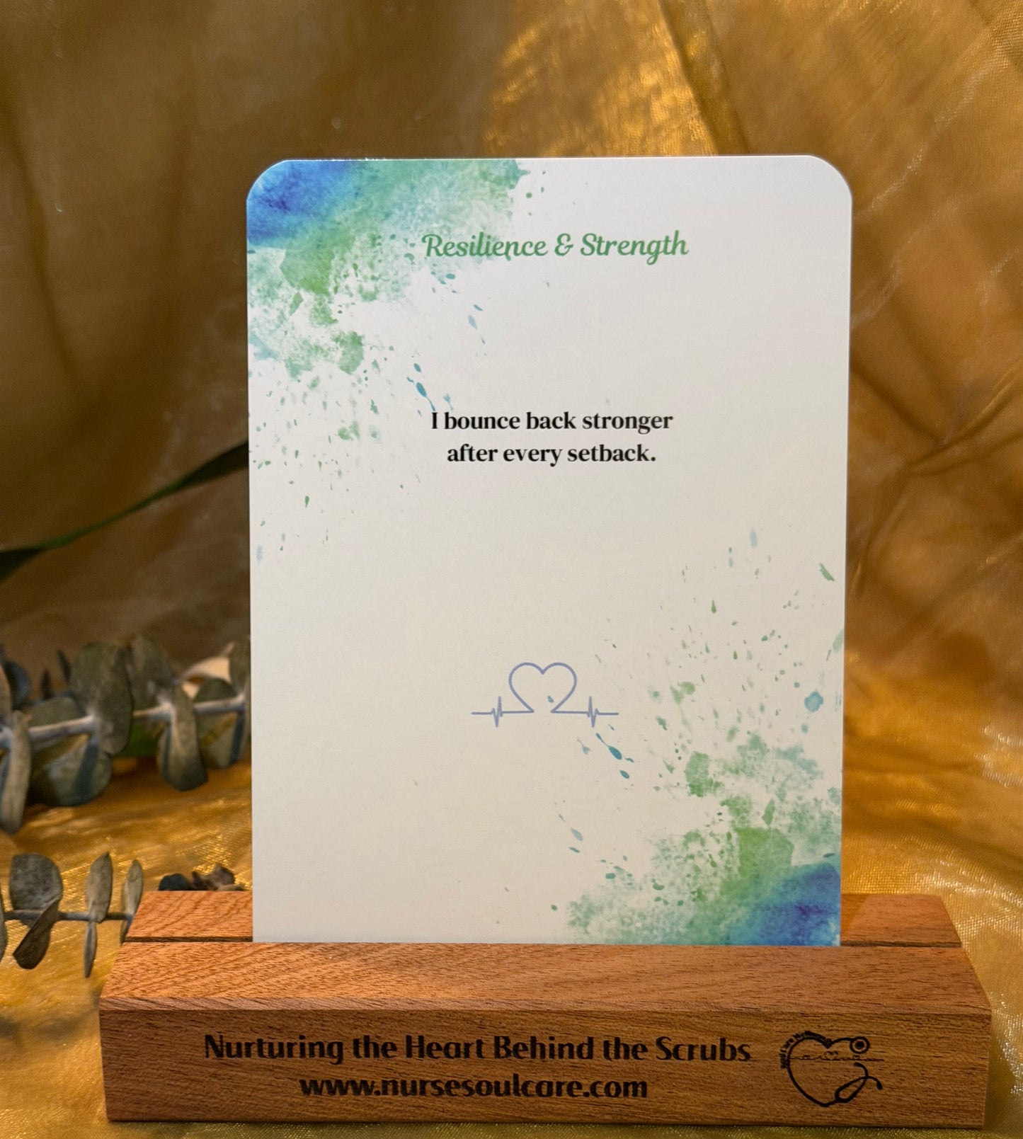 Nurse Soul Care Affirmation Card Deck with Wooden Holder (47 Cards)
