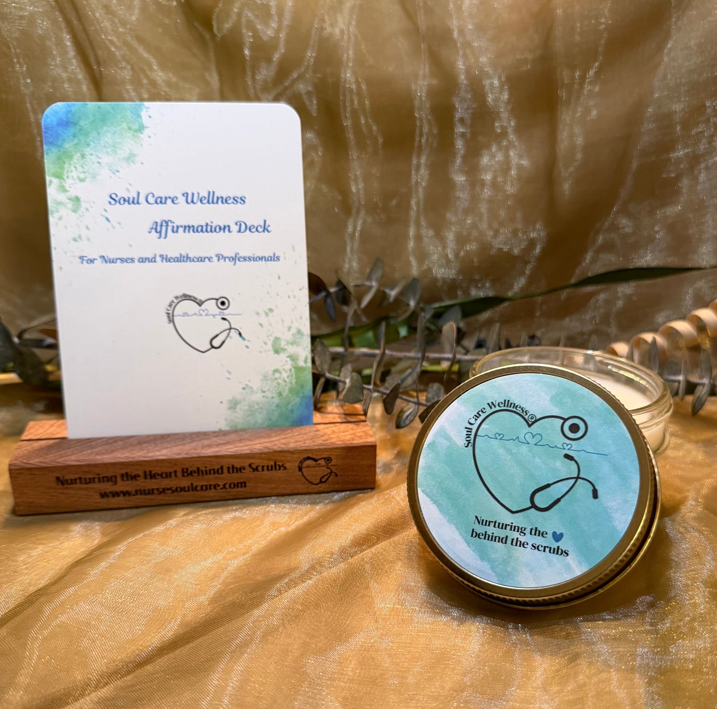 Nurse Soul Care Affirmation Card Deck with Wooden Holder (47 Cards)