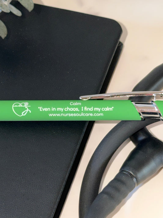 Calm Affirmation Pen-Green & Silver