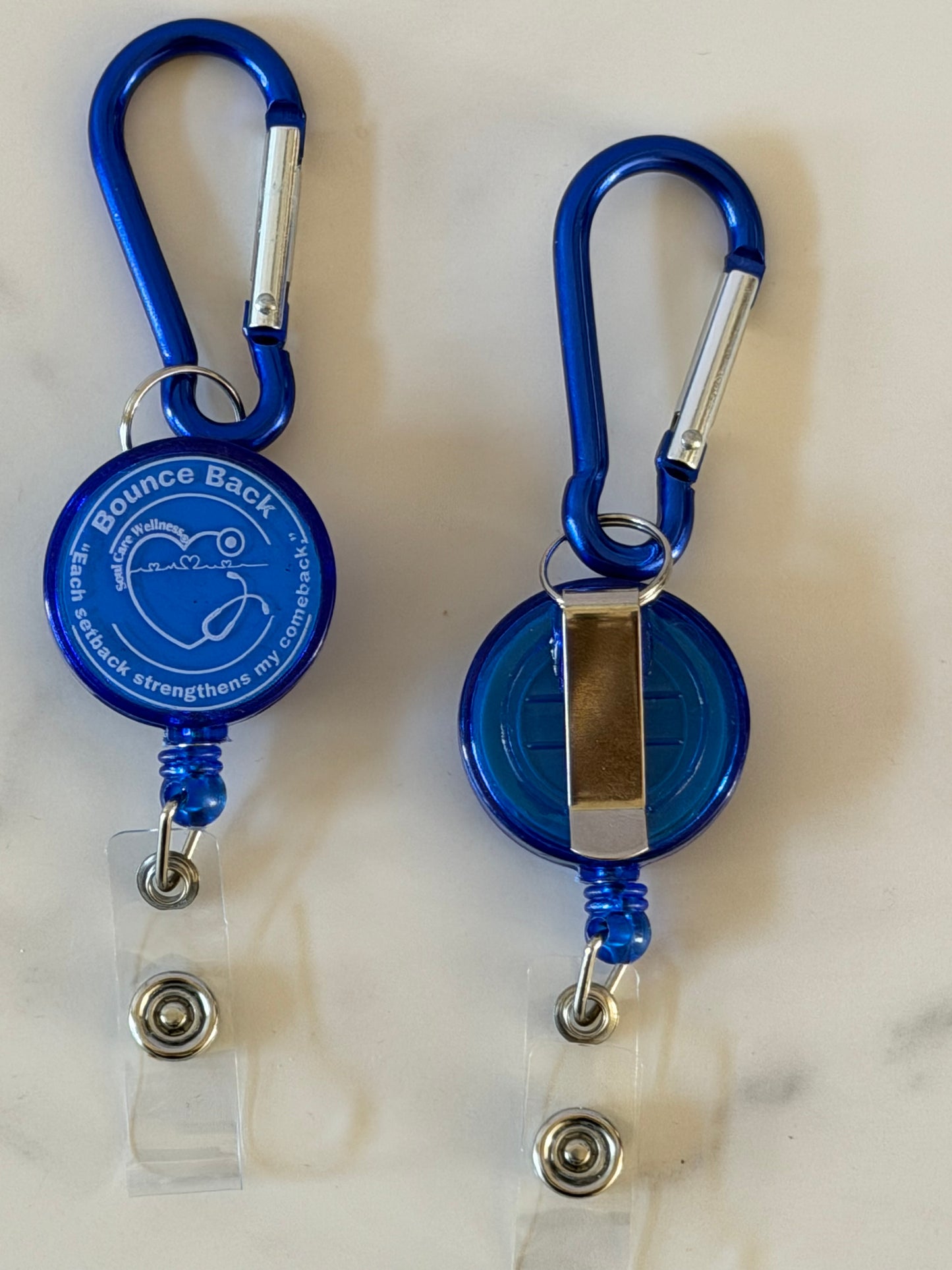 Bounce Back Affirmation Badge Holder -Blue