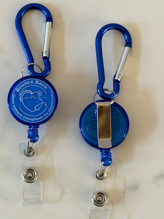 Bounce Back Affirmation Badge Holder -Blue